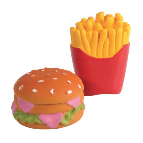 Lot de 2 jouets latex sonores Burger & Frites pour chiens CAMON