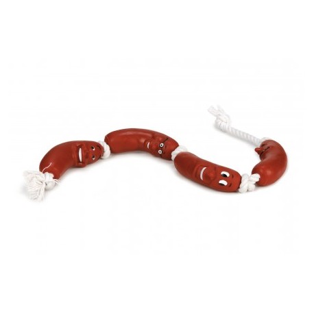 Jouet chapelet de saucisses vinyle et corde pour chiens BEEZTEES