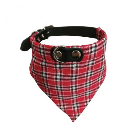 Collier en cuir et bandana coton pour chien BEEZTEES