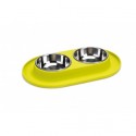 Gamelle double inox bord silicone pour animaux BEEZTEES