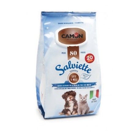 100 lingettes nettoyantes chien et chat senteur lait/miel CAMON