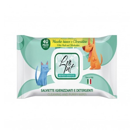 40 Lingettes nettoyantes au Musc pour chien et chat LEOPET