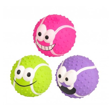 Jouet Balle pour chien SMILEY en latex de 7 cm FLAMINGO