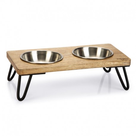 Gamelle double en bois et acier LINGA pour animaux DESIGNED BY LOTTE