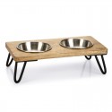 Gamelle double en bois et acier LINGA pour animaux DESIGNED BY LOTTE