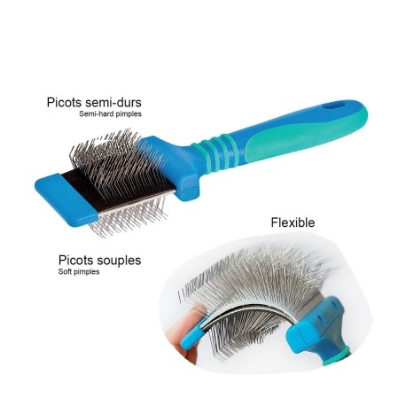 Brosse et carde flexible 2 faces pour chien et chat VIVOG