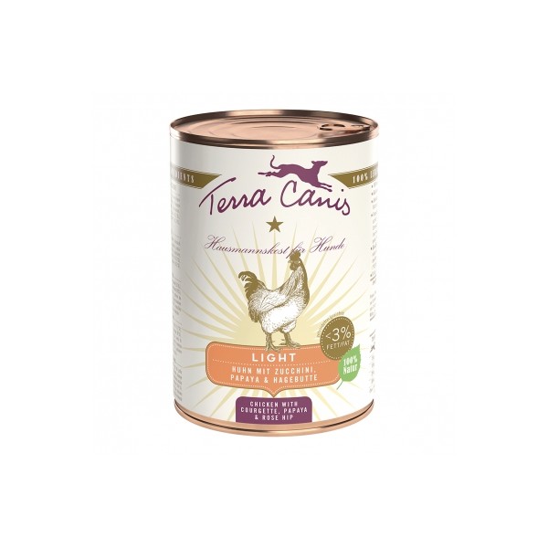 LOT DE 6 Patée pour chien LIGHT au POULET 400g TERRA CANIS