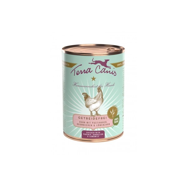 LOT DE 6 Patée pour chien GRAIN FREE au POULET 400g TERRA CANIS