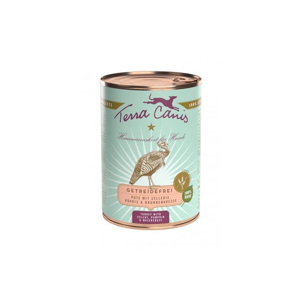 LOT DE 6 Patée pour chien GRAIN FREE à la DINDE 400g TERRA CANIS