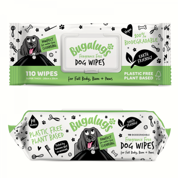 Lingettes pour chien sans parfum 100% biodégradables BUGALUGS