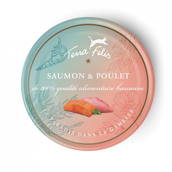 Nourriture pour chat au Saumon-Poulet x12 boites TERRA FELIS