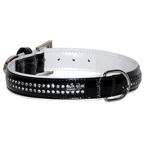 Collier pour chien en cuir noir collection PIERRE DE CRISTAL SWAROVSKI VIVOG