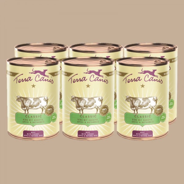 LOT DE 6 Patée pour chien CLASSIC au BOEUF 400g TERRA CANIS