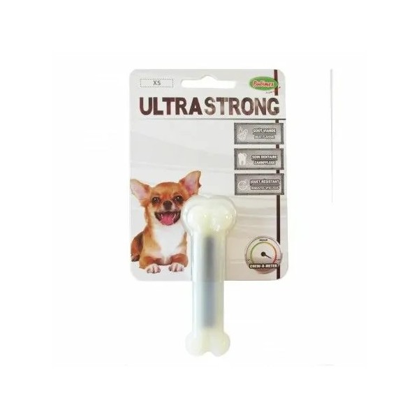 JOUET-FRIANDISE pour chien Os goût viande en nylon taille ULTRASTRONG BUBIMEX