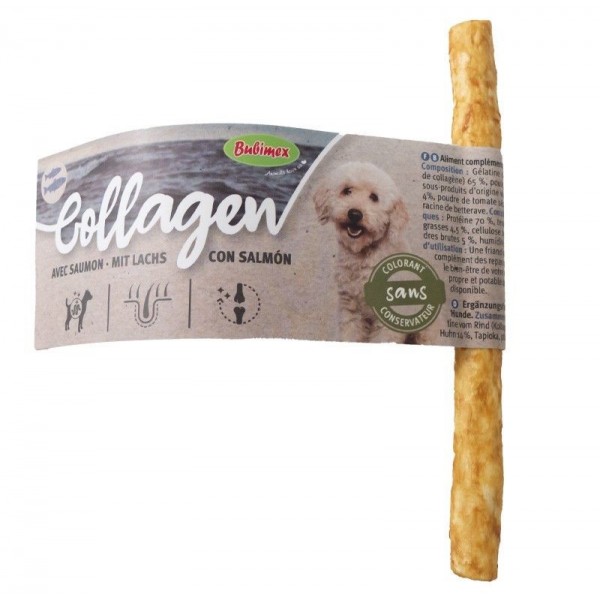 FRIANDISE pour chien STICK DE COLLAGENE au saumon BUBIMEX