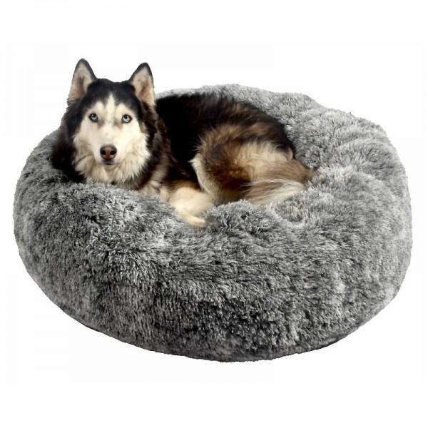 COUSSIN DONUT pour chien et chat poilu noir BOBBY