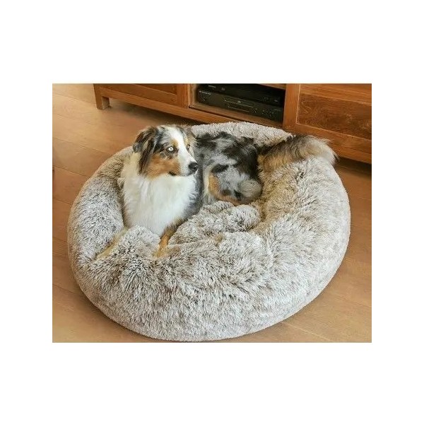 COUSSIN DONUT pour chien et chat poilu beige BOBBY