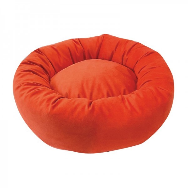 CORBEILLE RONDE pour chiens en velours couleur orange DISTRIDOG